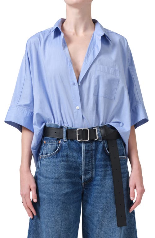 Citizens of Humanity Claire Origami Three Quarter Sleeve Cotton Button-Up Shirt Blue End On at Nordstrom,