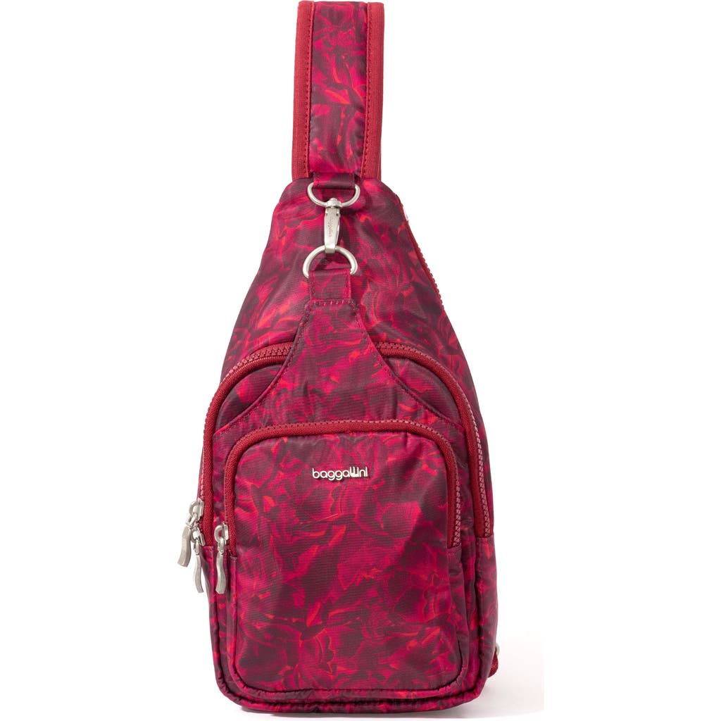 Baggallini Central Park Sling Bag In Red Divine Rose
