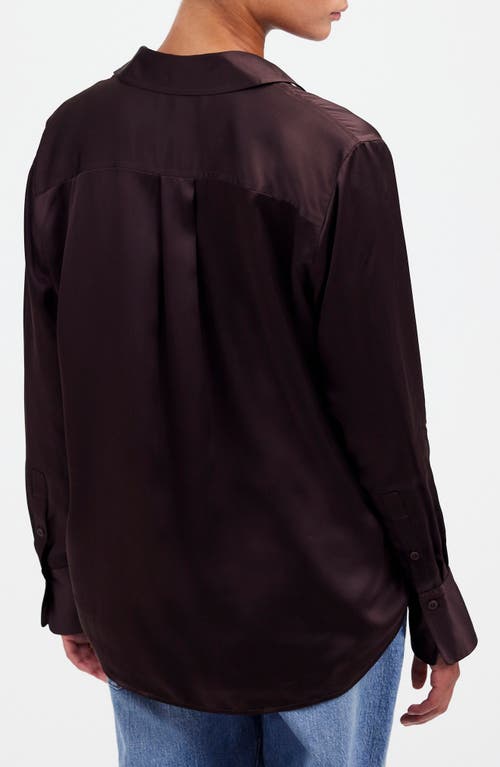 Shop Madewell Silk Flap Pocket Button-up Shirt In Dark Carob