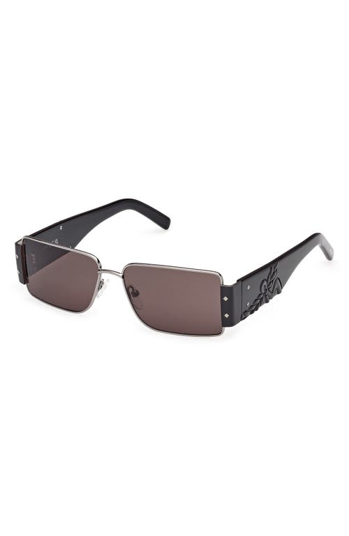 Mcm 55mm Rectangular Sunglasses In Ruthenium/smoke/black