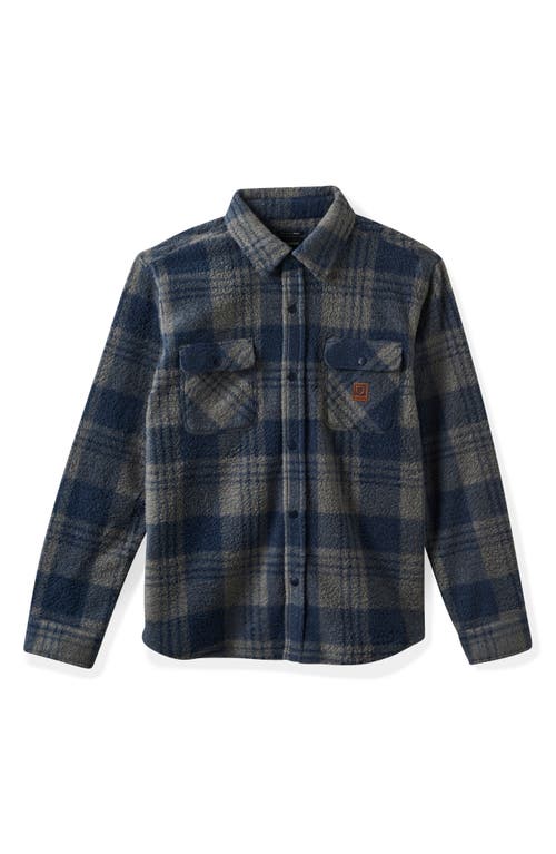 Shop Brixton Bowery Arctic Fleece Shirt Jacket In Washed Navy/beige Plaid