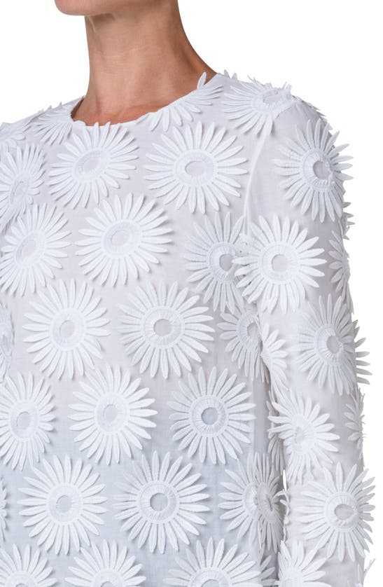Shop Akris Punto Hello Sunshine Embroidered Floral Appliqué Cotton Top In White