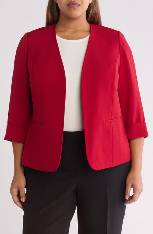 Kasper Rolled Cuff Three Quarter Sleeve Blazer In Fire Red