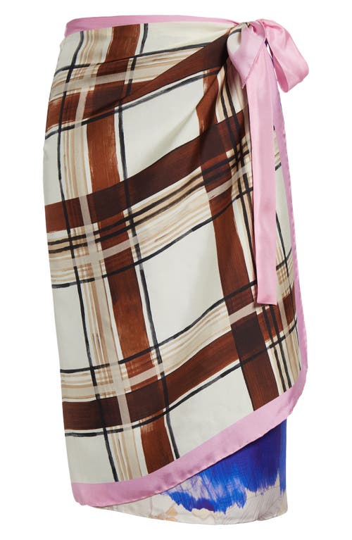 Shop Dries Van Noten Scarfy Mixed Print Silk Wrap Skirt In Dessin