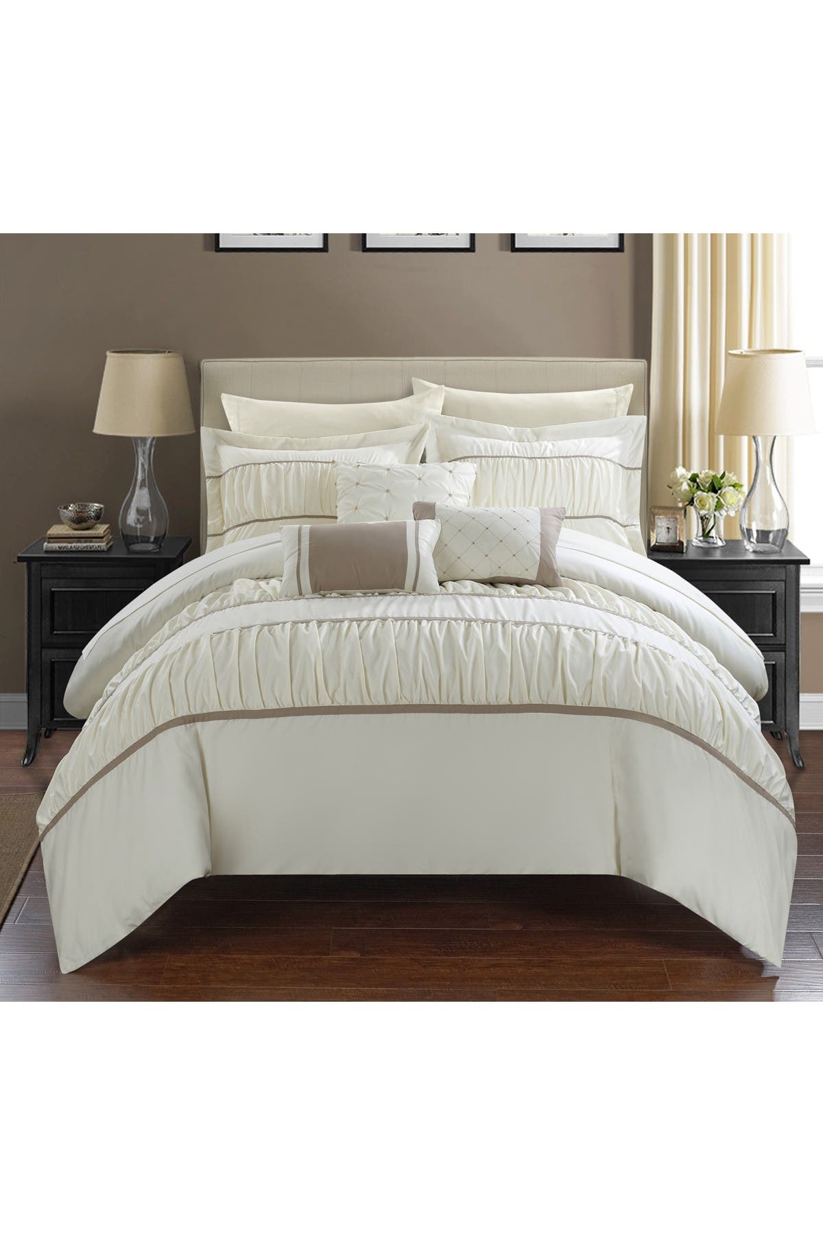 Chic Home Bedding Aero Pleated & Ruffled Queen Bed In a Bag Comforter