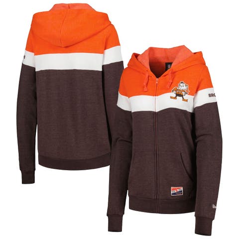 Miami Dolphins New Era Throwback Colorblocked Pullover Hoodie - Orange/Aqua