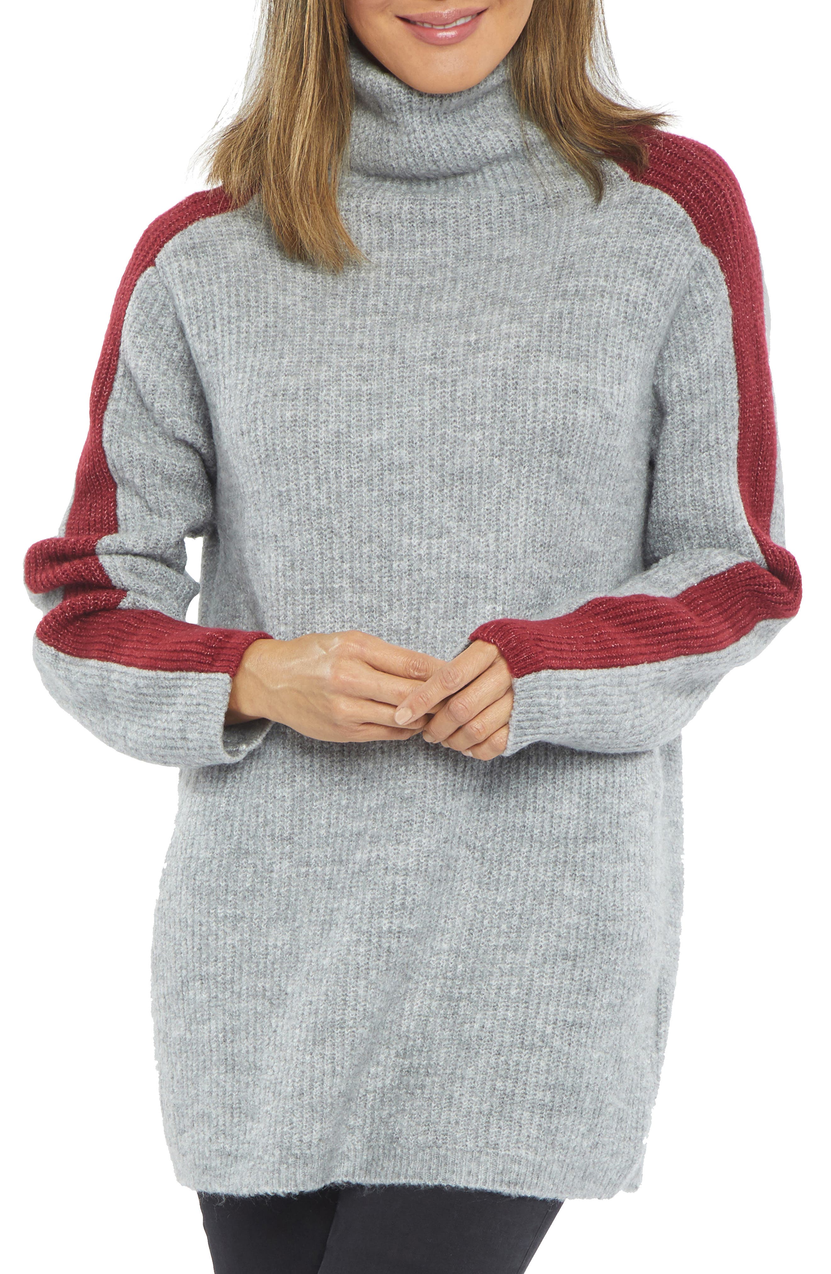 mock turtleneck striped
