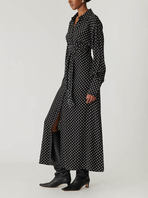 Shop Rebecca Taylor Polka Dot Silky Wrap Dress In Black Dot Combo