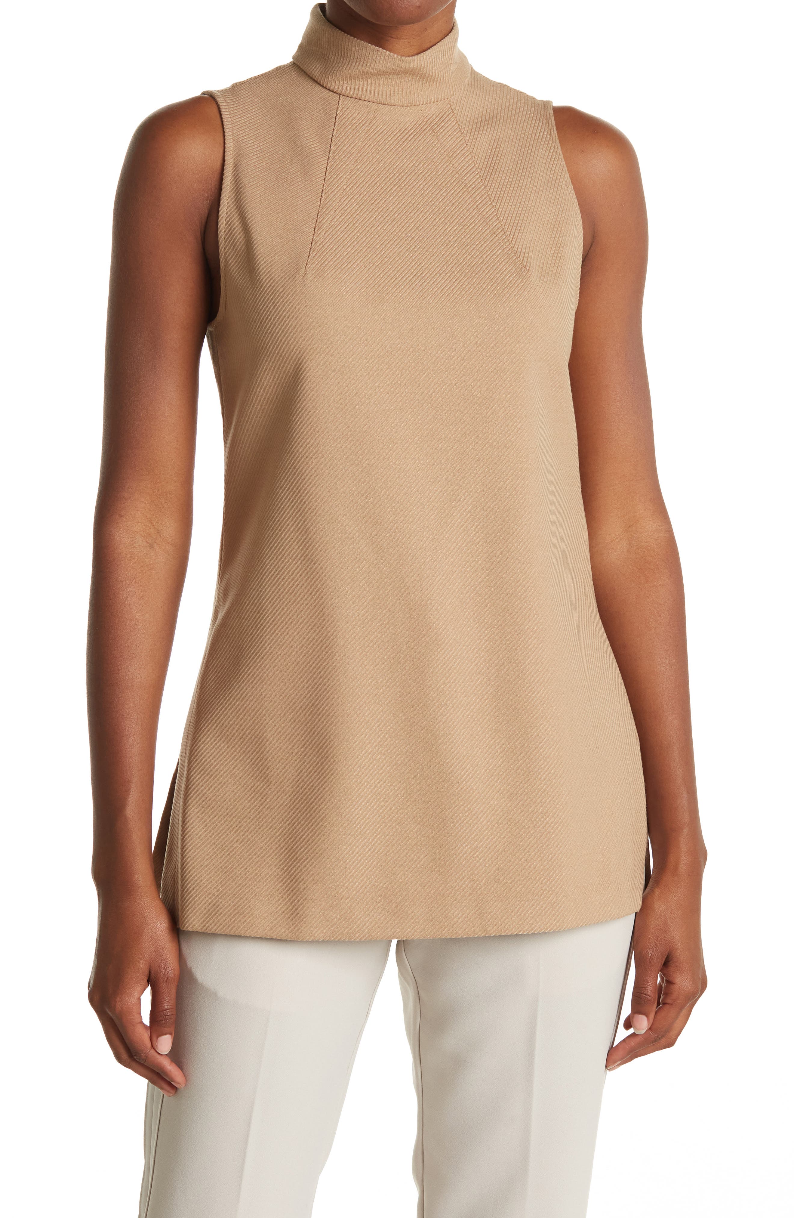 camel sleeveless turtleneck