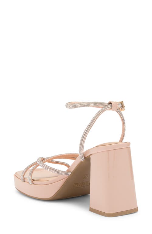 Top Guy Shoes Crystal Platform Sandal In Nude Pat