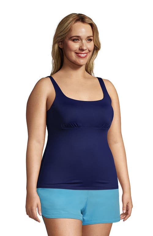 Shop Lands' End Plus Size Mastectomy Chlorine Resistant Square Neck Tankini Swimsuit Top In Deep Sea Navy