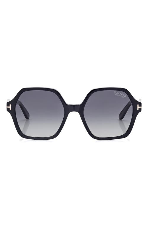 Tom Ford Romy 56mm Polarized Geometric Sunglasses In Black