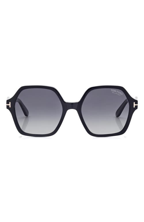 Shop Tom Ford Romy 56mm Polarized Geometric Sunglasses In Shiny Black/smoke Polarized