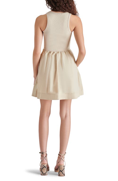 Steve Madden Tottenham Mixed Media Mini Dress In Sandy Beige