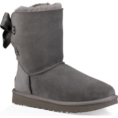 UGG Customizable Bailey Bow Genuine Shearling Bootie, Grey