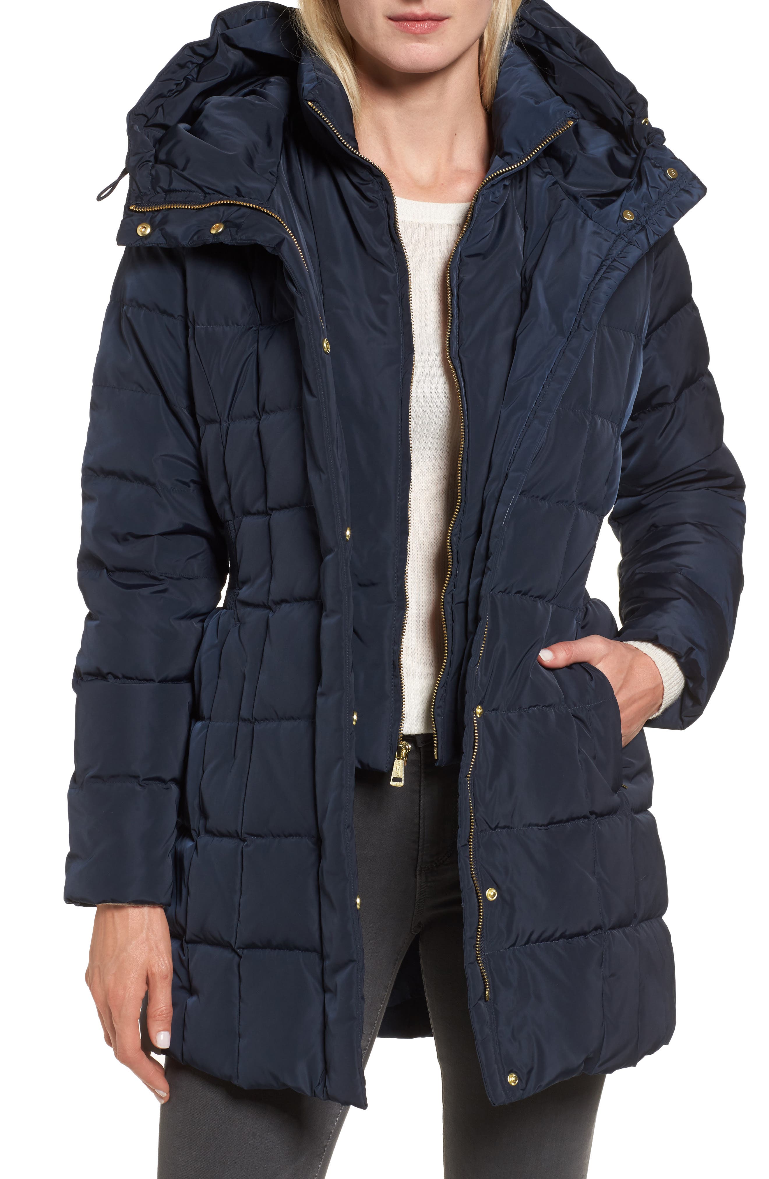 cole haan hooded down & feather jacket