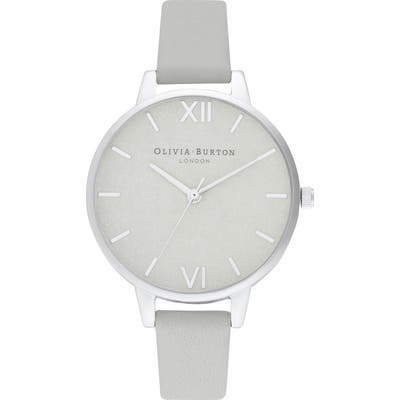 Olivia Burton Woven Dial Leather Strap Watch,