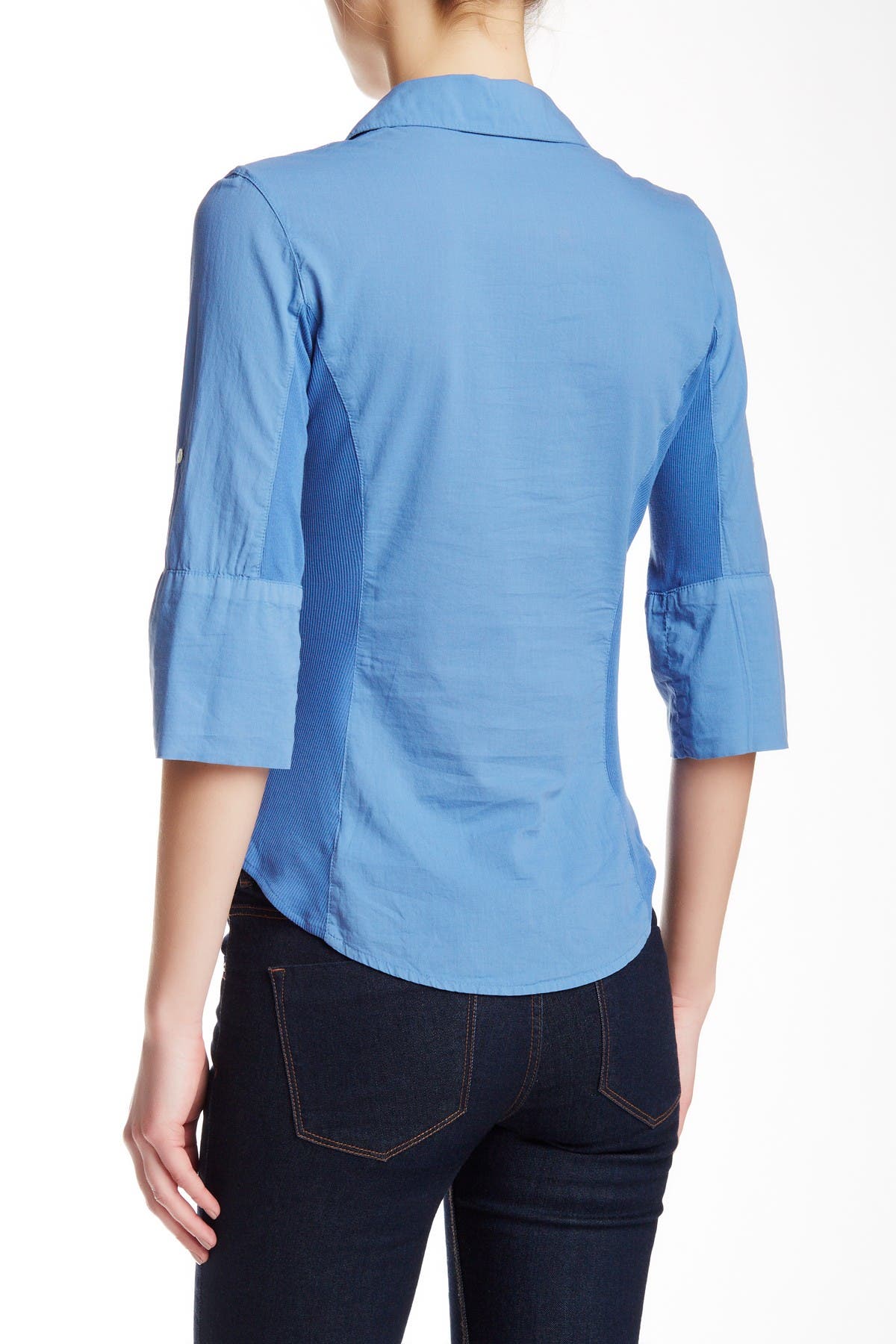 James Perse Contrast Ribbed Surplus Shirt In Hvn