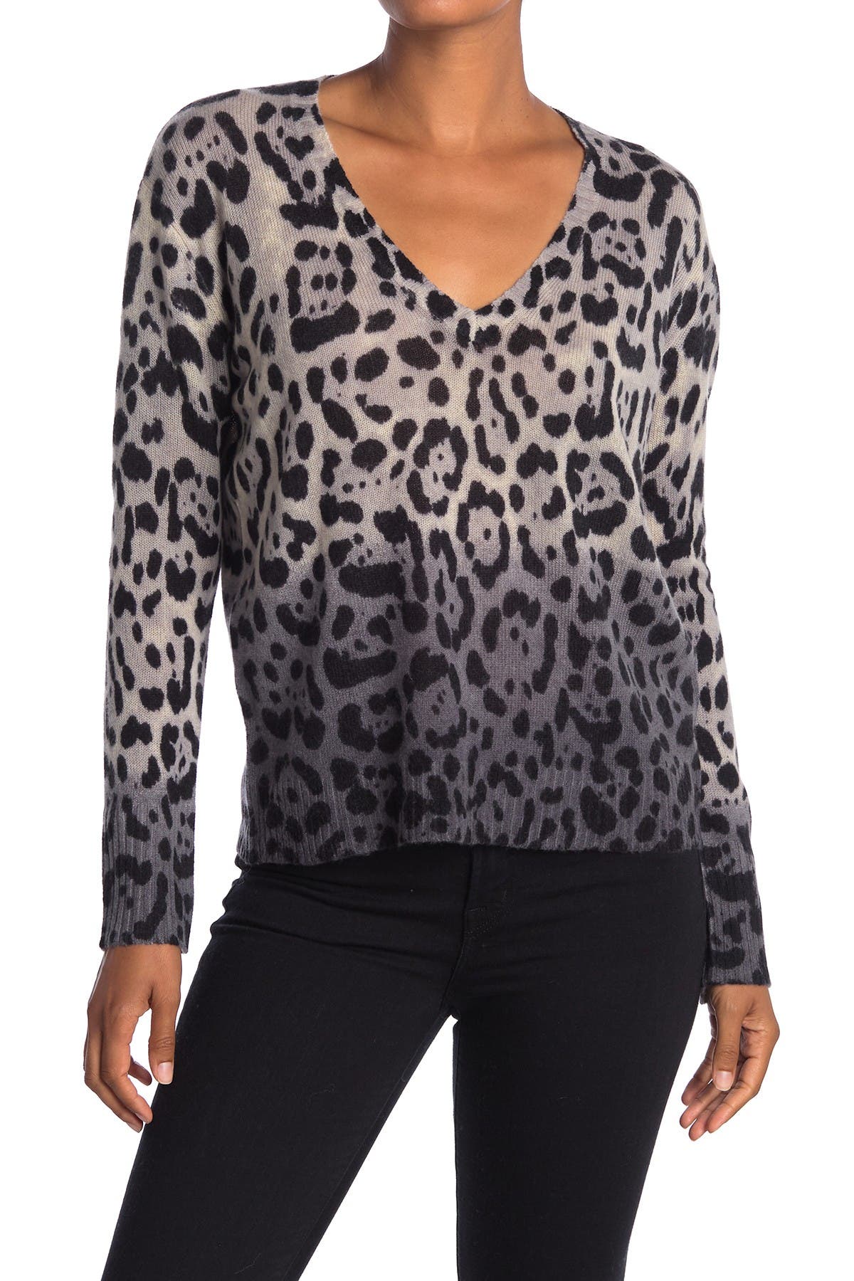 360 Cashmere | Lauren V-Neck Leopard Print Cashmere Sweater | Nordstrom ...