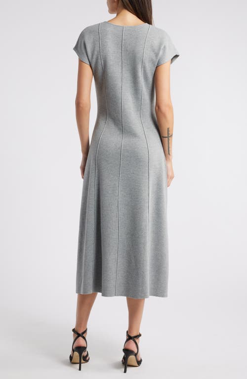 Shop Zoe And Claire Short Dolman Sleeve Midi Sweater Dress In Heather Grey