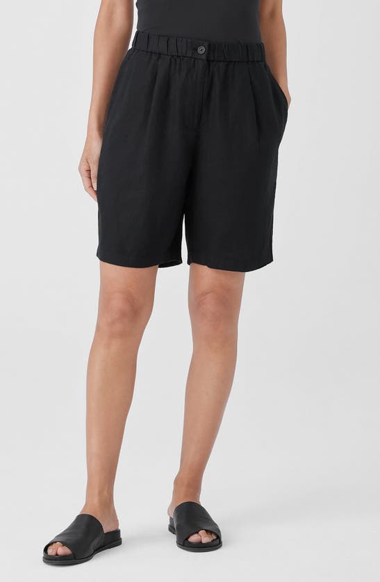 Eileen Fisher Organic Linen Shorts In Black