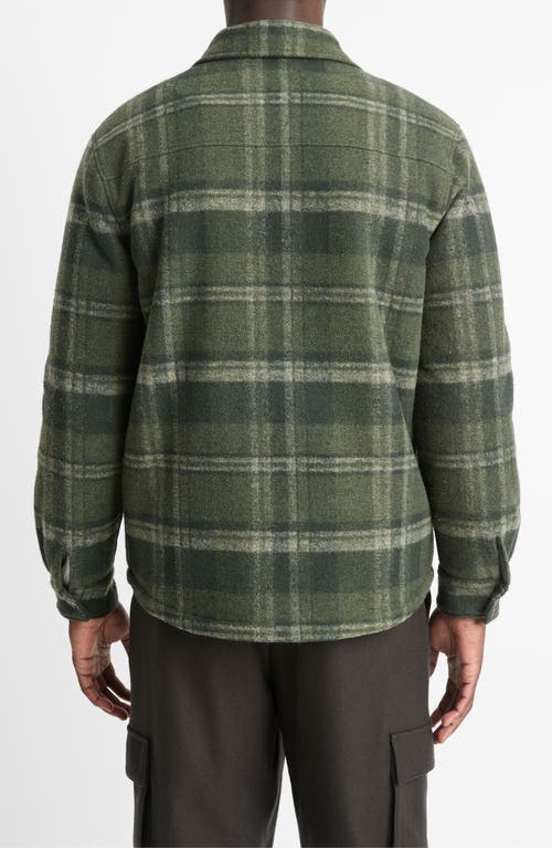 Shop Vince Plaid Fleece Lined Shirt Jacket In Night Moss Combo