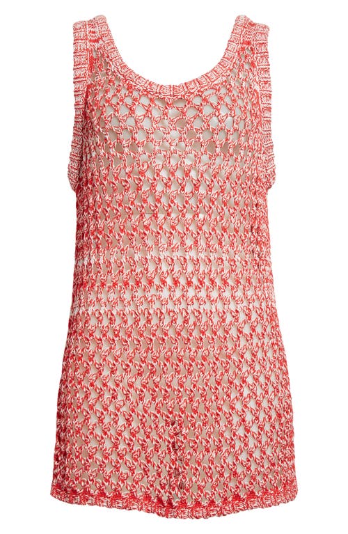 Shop Diotima Marled Yarn Open Stitch Sweater Tank In Hibiscus-white