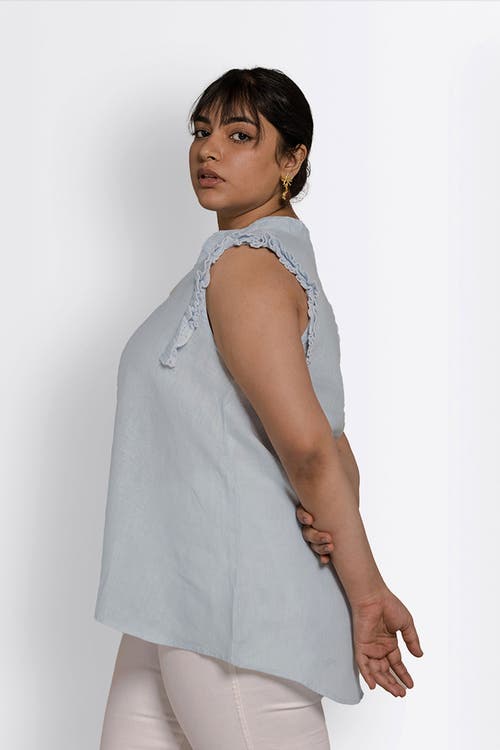 Reistor Wind In My Hair V-neck Shirt In Summer Blue