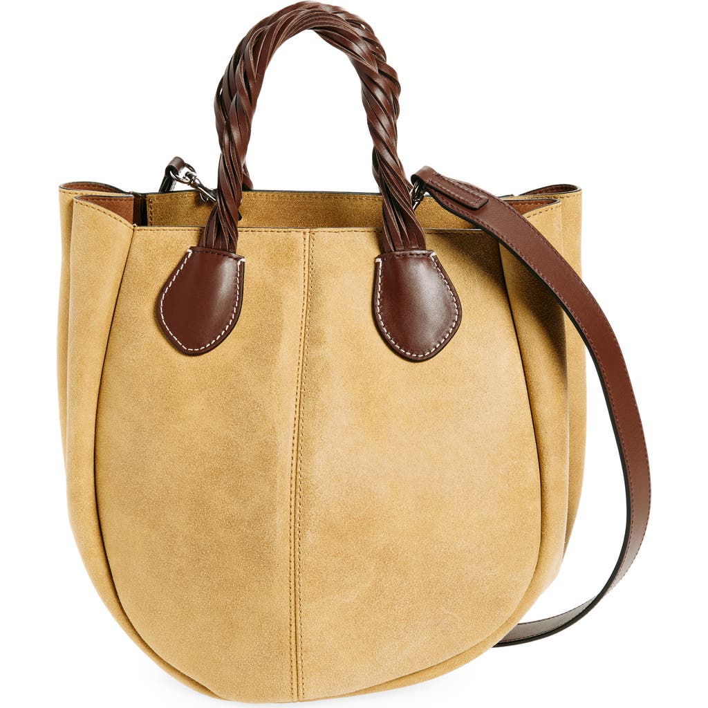 Jw Anderson Small Punch Suede Shoulder Bag In Caramel 604