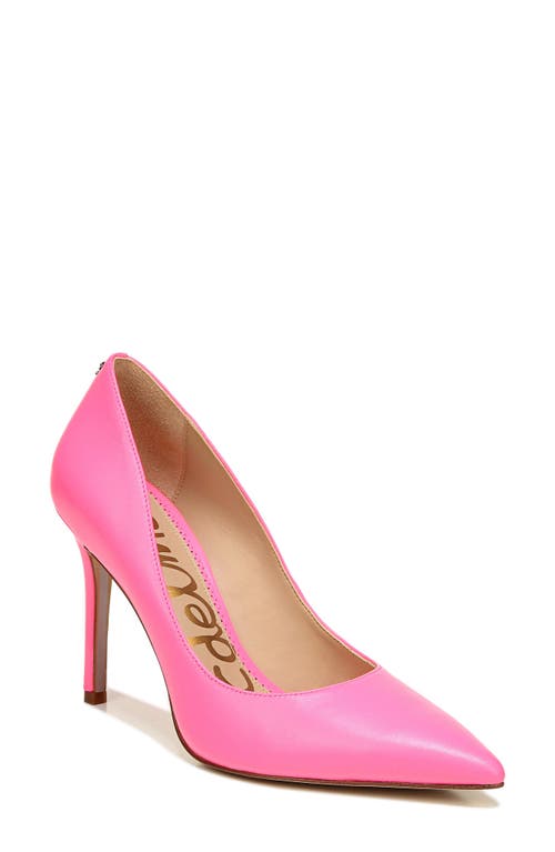 Sam Edelman Hazel Pointed Toe Pump in Electric Pink Leather