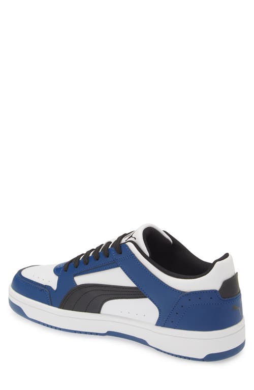 Puma Rebound Joy Low Top Sneaker In White- Black-blue