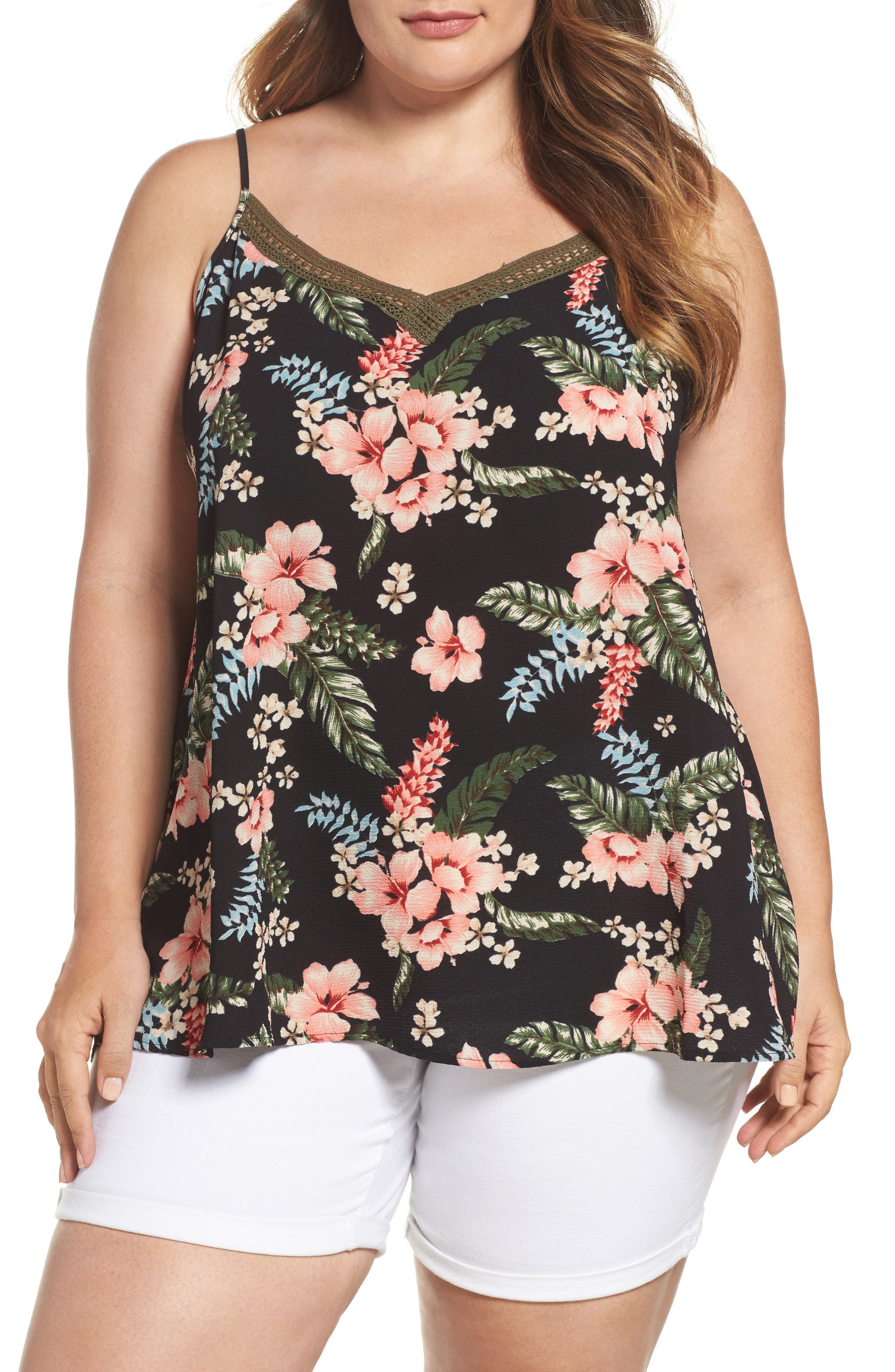 Bobeau Tropical Camisole (Plus Size) Nordstrom