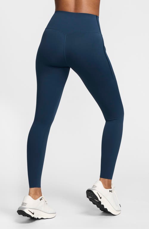 Shop Nike Universa Dri-fit Medium Support High Waist Leggings In Armory Navy/black