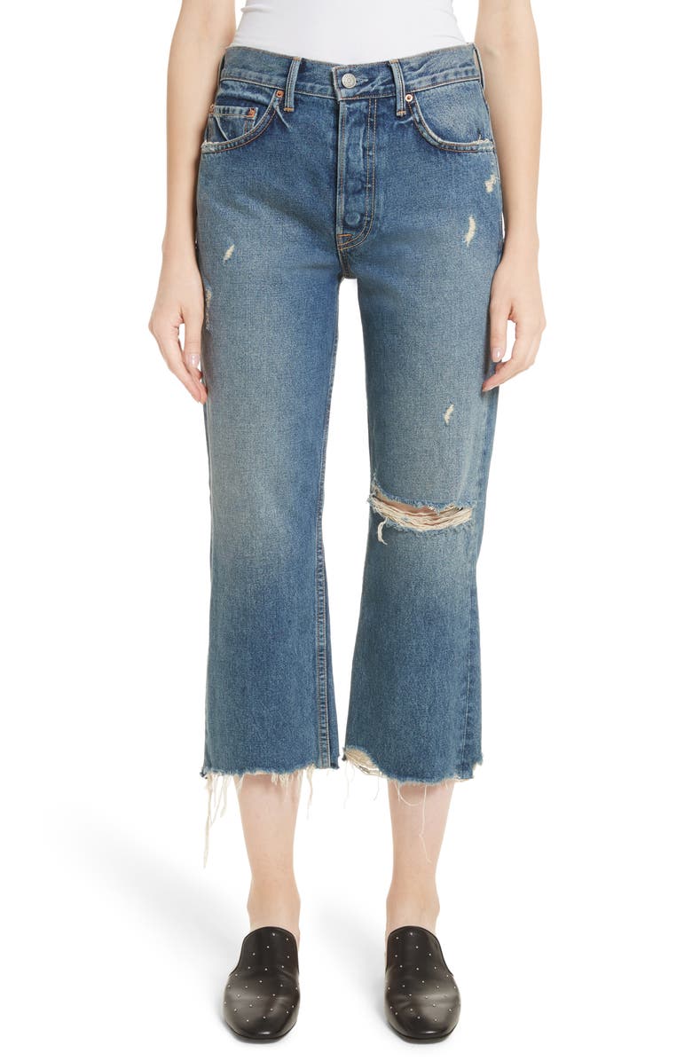 GRLFRND Linda Ripped Rigid High Waist Pop Crop Jeans (Zodiac) | Nordstrom