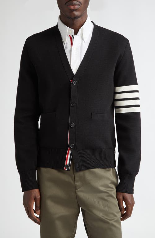 Shop Thom Browne 4-bar Milano Knit Cardigan In Black