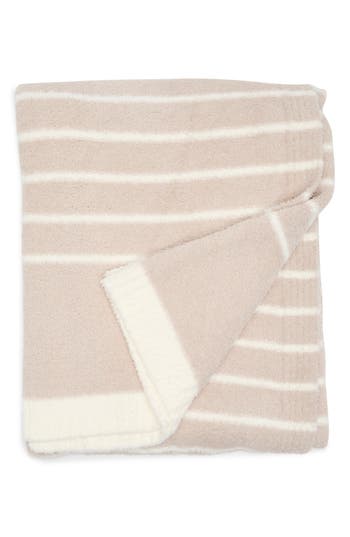 Barefoot Dreams Cozychic Horizontal Stripe Blanket In Stone-pearl