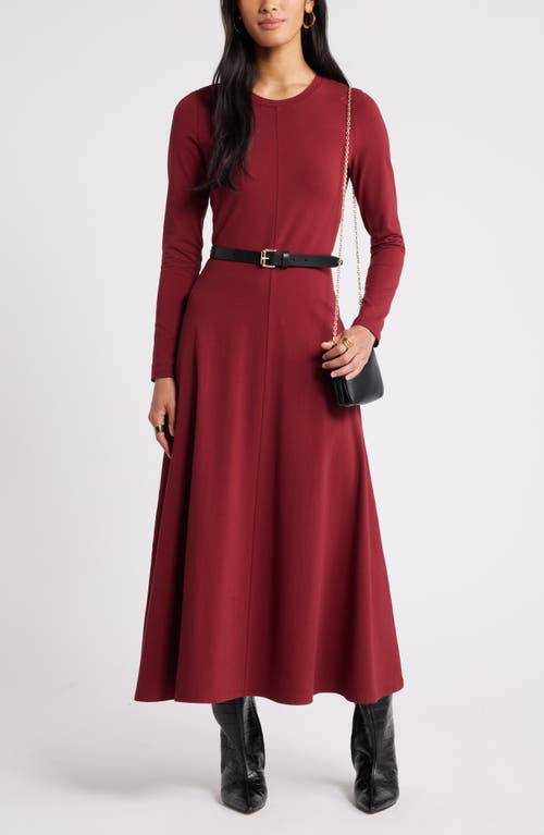 Shop Nordstrom Long Sleeve Crewneck Maxi Dress In Red Grape