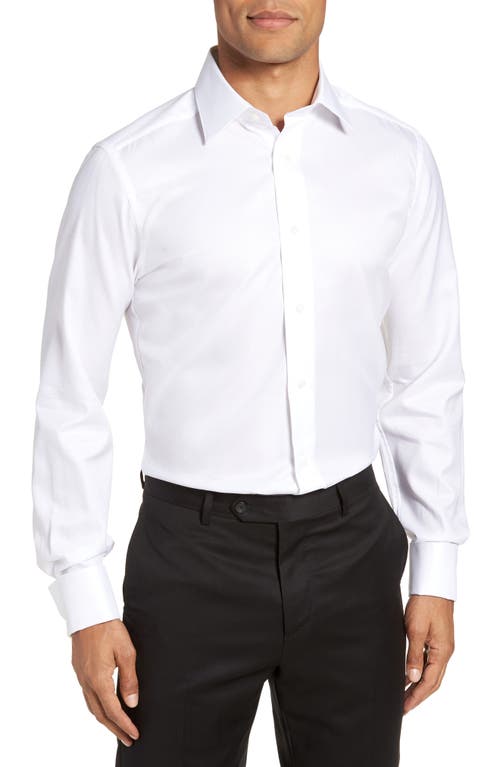 David Donahue Trim Fit Solid French Cuff Tuxedo Shirt White at Nordstrom,