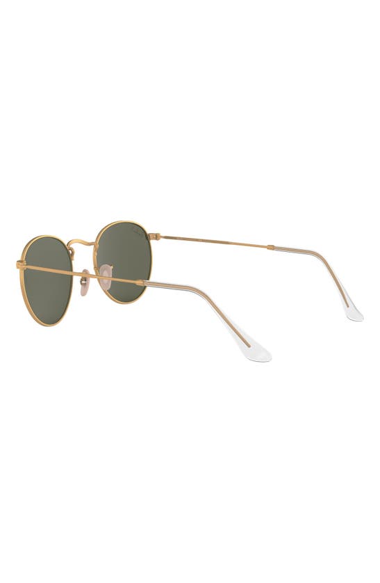 Shop Ray Ban 50mm Polarized Round Sunglasses In Gold/ Green Solid
