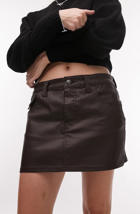 Coated Denim Miniskirt