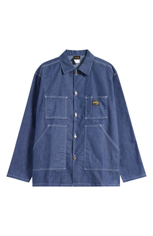 Shop Stan Ray Cotton Button-up Shop Jacket In 10oz Denim