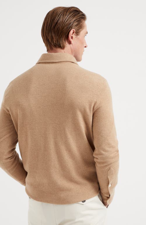 Shop Brunello Cucinelli Cashmere Knit Polo In Camel