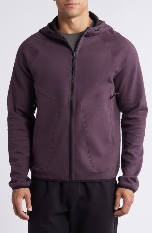 Shop Zella Powertek Full Zip Hoodie In Purple Plum