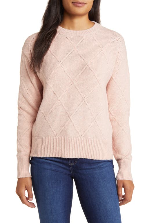 caslon(r) Diamond Cable Knit Sweater in Pink Smoke