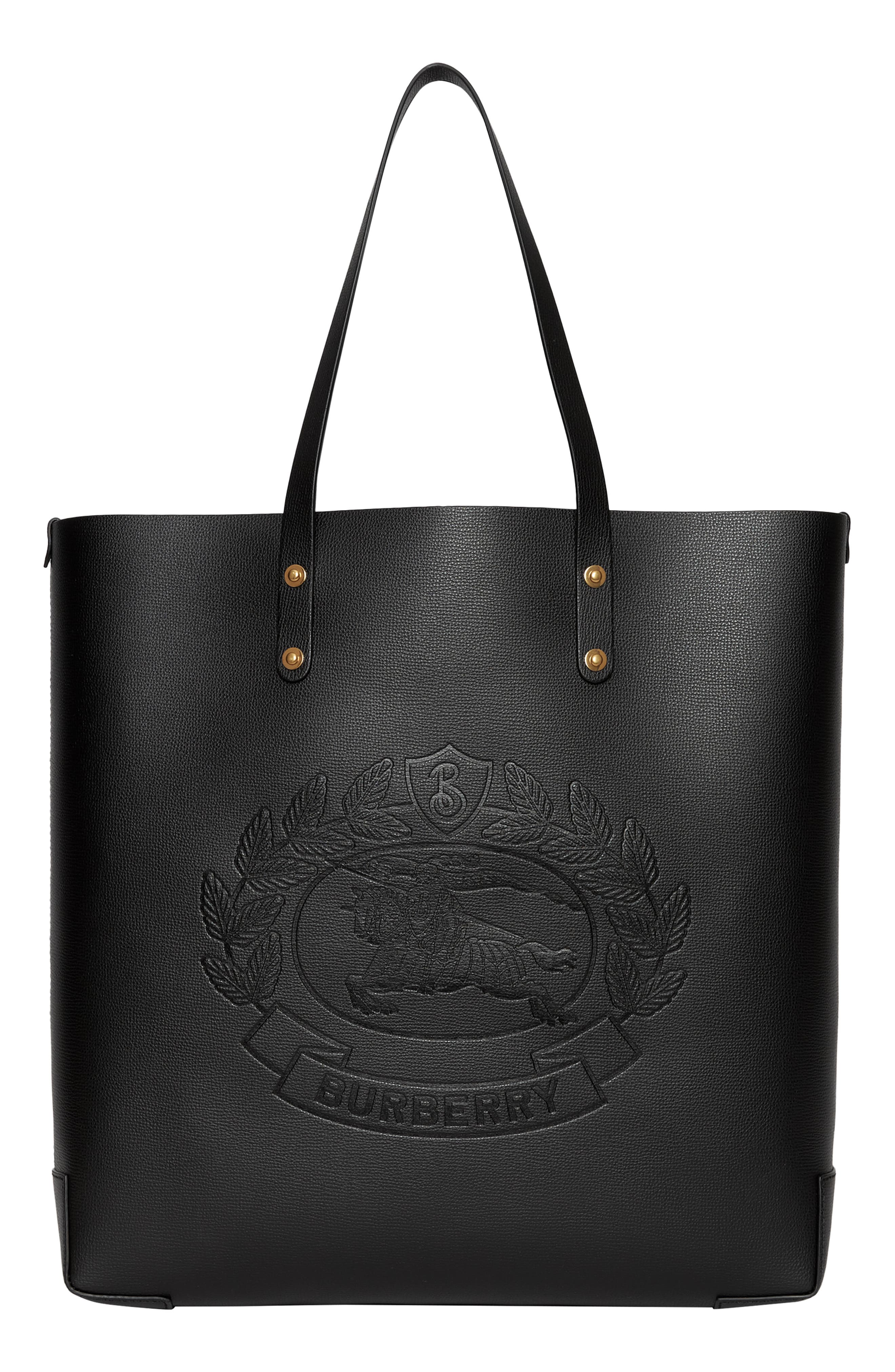 Embossed Crest Large Leather Tote 