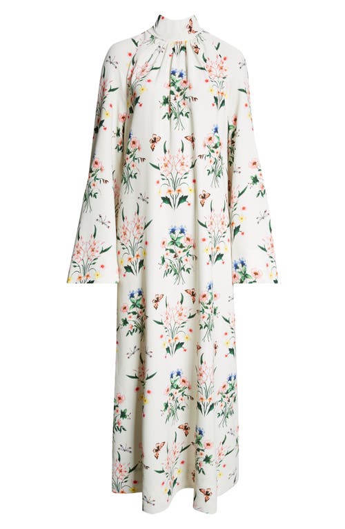 Shop Giambattista Valli Wildflower Print Long Sleeve Crepe Dress In Ivory/multi