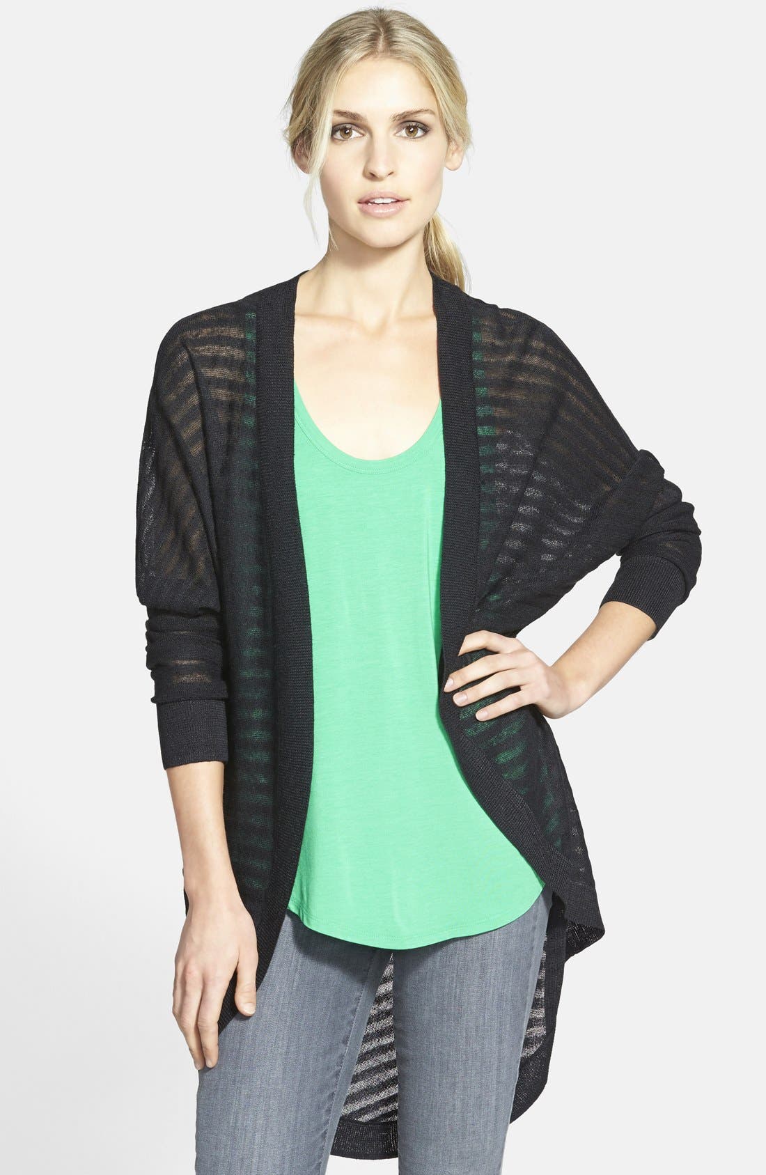 Trouvé Textured Stripe Sheer Cardigan Nordstrom