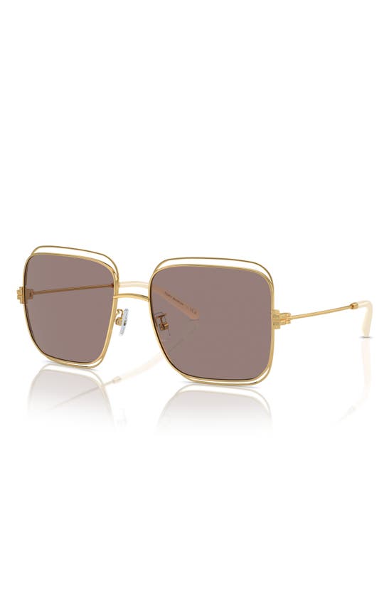 Tory Burch 57mm Eleanor Square Sunglasses In Gold