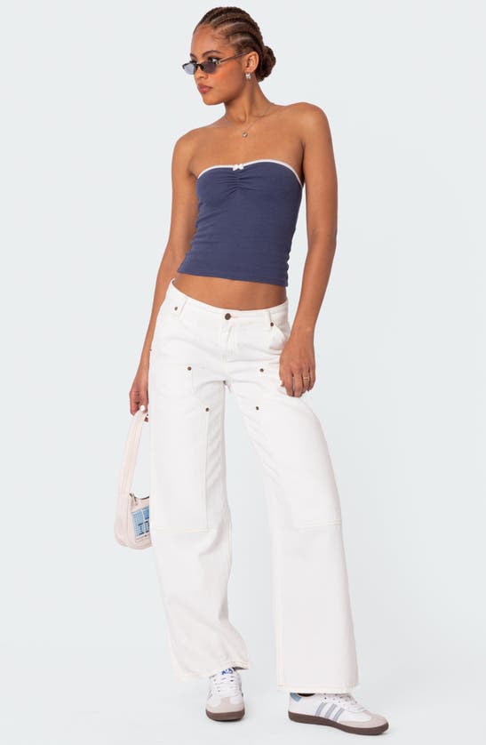 Shop Edikted Ayla Low Rise Carpenter Jeans In White