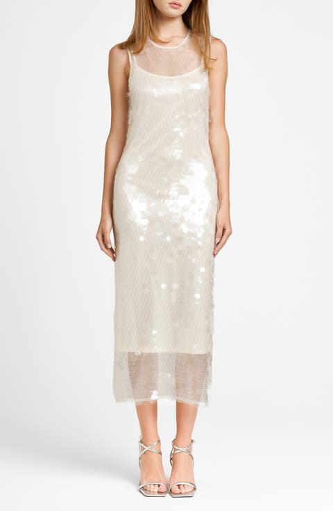x CHÉRIE MADELEINE Danse Sequin Sleeveless Midi Dress